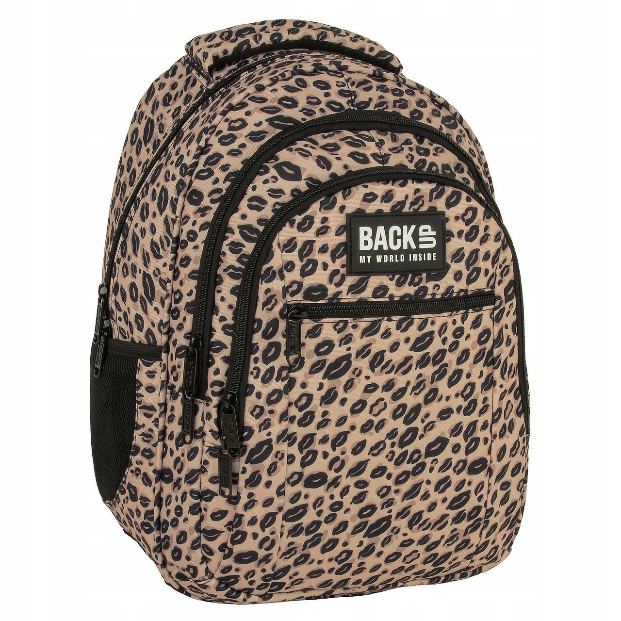 Školský batoh BackUP pre dievčatá s potlačou Tiger Kisses béžový