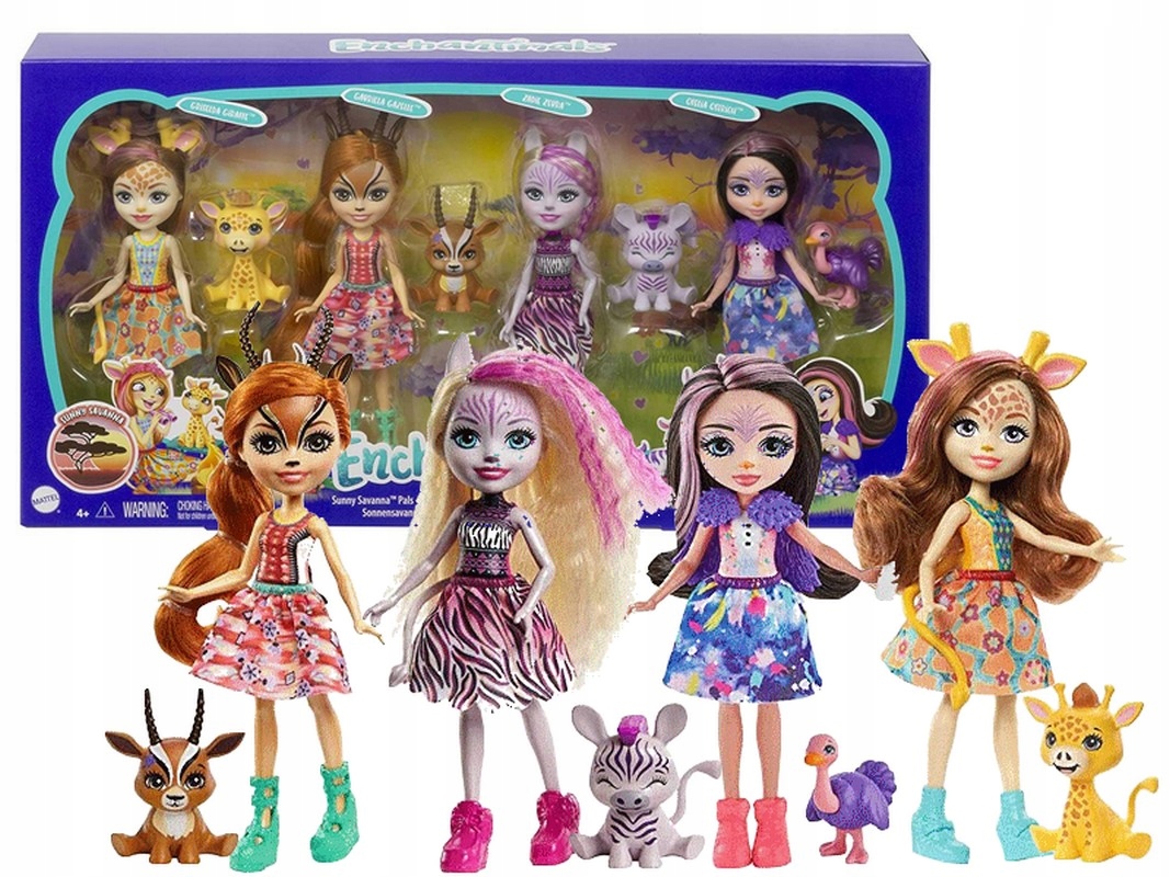 Enchantimals Savanna Set 4 Dolls 4 Zvieratá