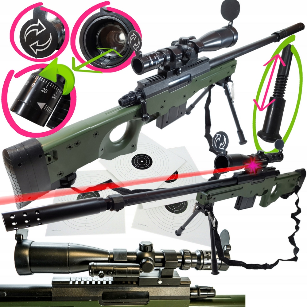 Ostreľovacia puška pre gule AWP s ďalekohľadom + laser