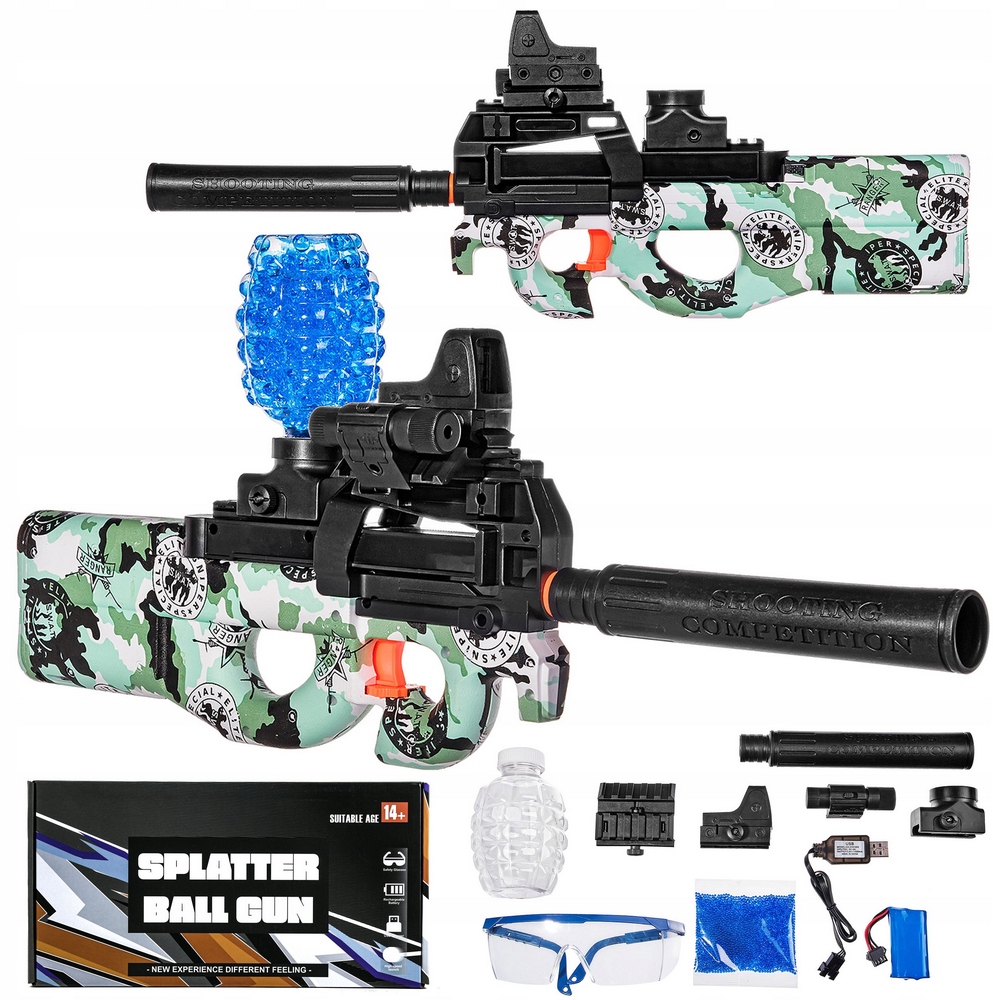 Pištoľový stroj na pištoľ Mini P90 pre gélové gule