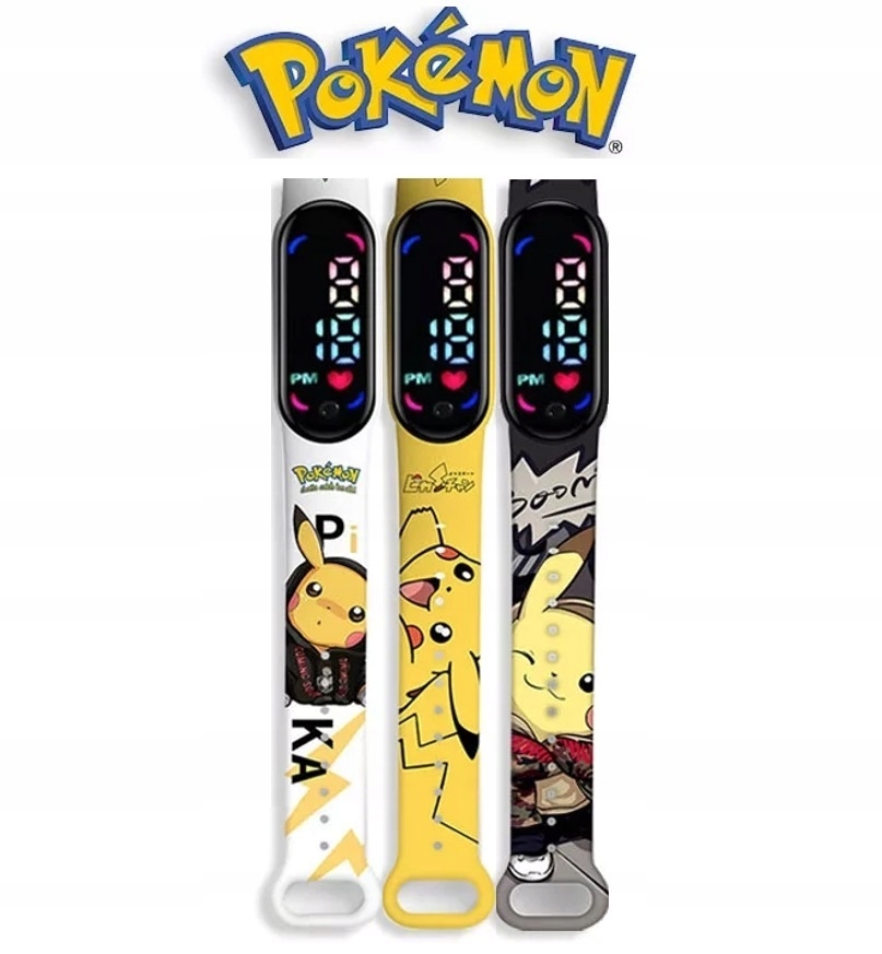 Digitálne hodinky LED farebná pikeva pokemon deti