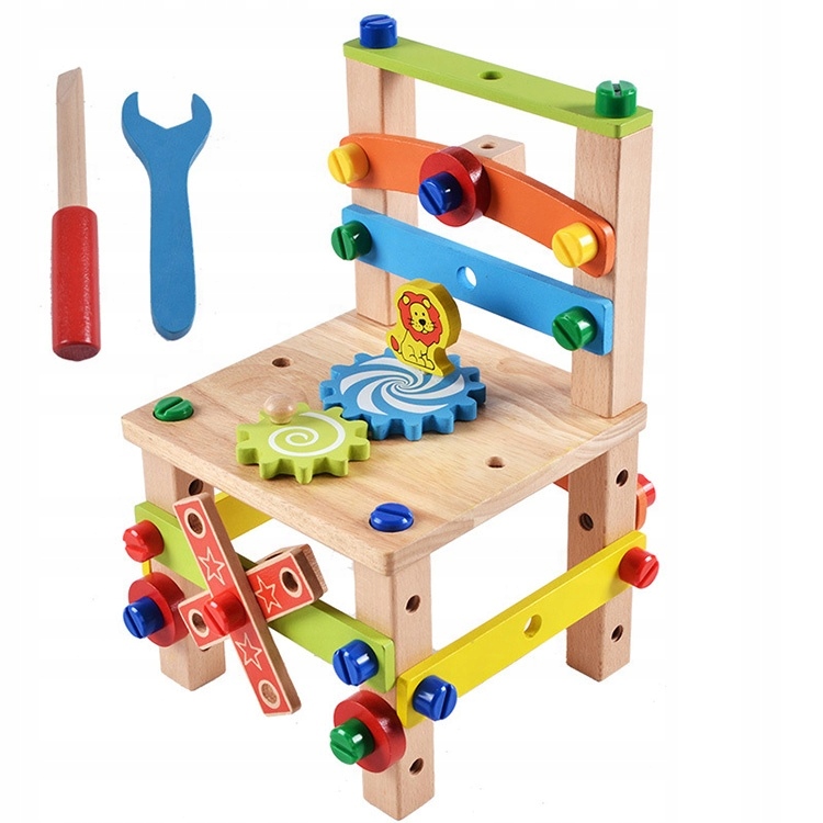 Drevené montážne stoličky Montessori bloky