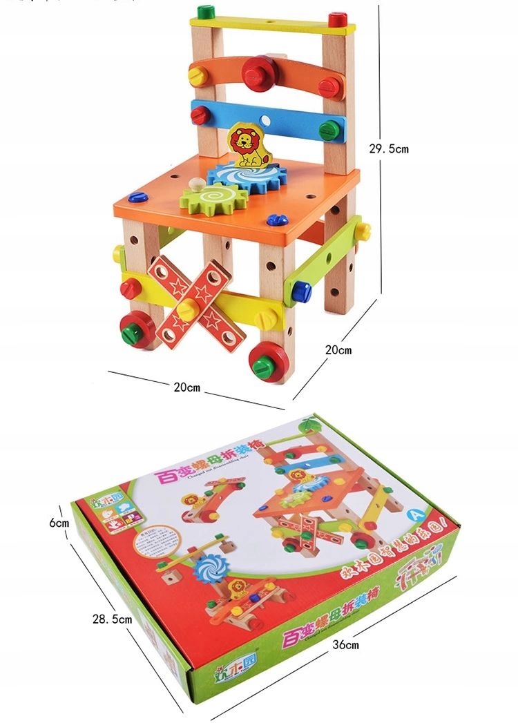 Drevené montážne stoličky Montessori bloky