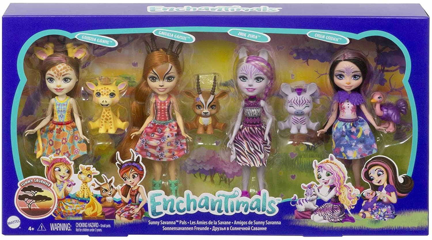 Enchantimals Savanna Set 4 Dolls 4 Zvieratá