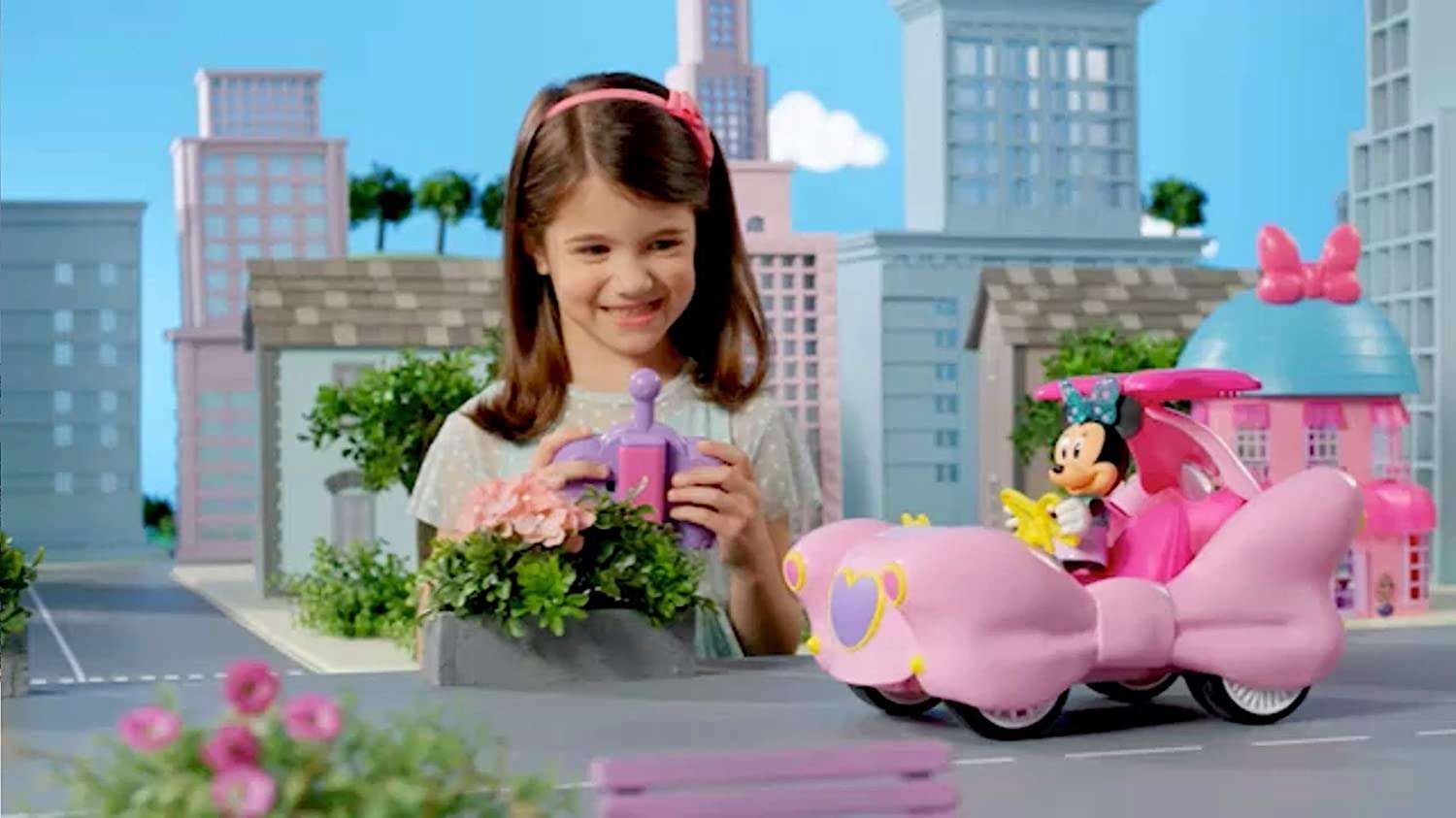 Minnie Mouse Auto kabiolet na diaľku ovládané ružovou farbou