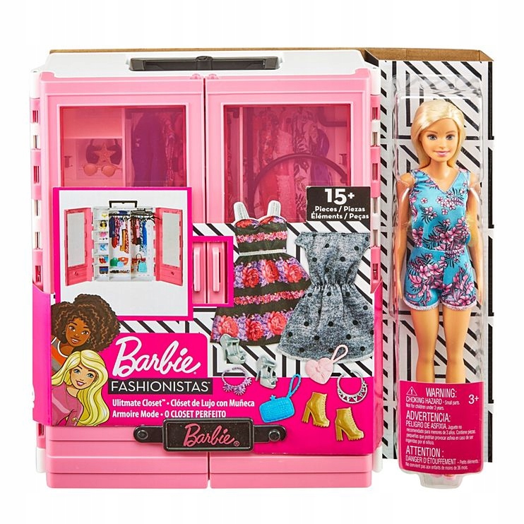 Barbie Doll Wardrobe pre oblečenie + bábika GBK12