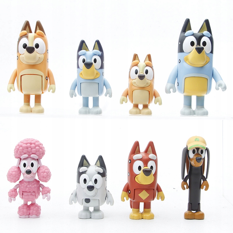 Originálne figúrky z Bluey Fairy Tale s darčekom pre rodinu 8 PCS