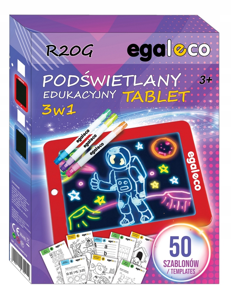 Grafický tablet pre kreslenie LED dosky 50 kariet