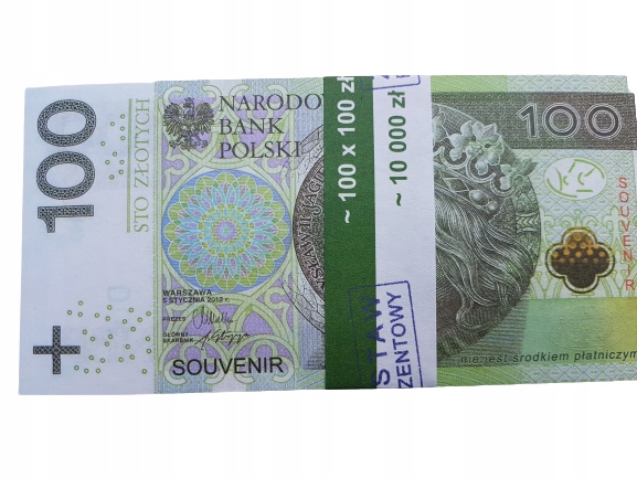 PLN 100 bankovky na prehrávanie a učenie sa súboru 100ks