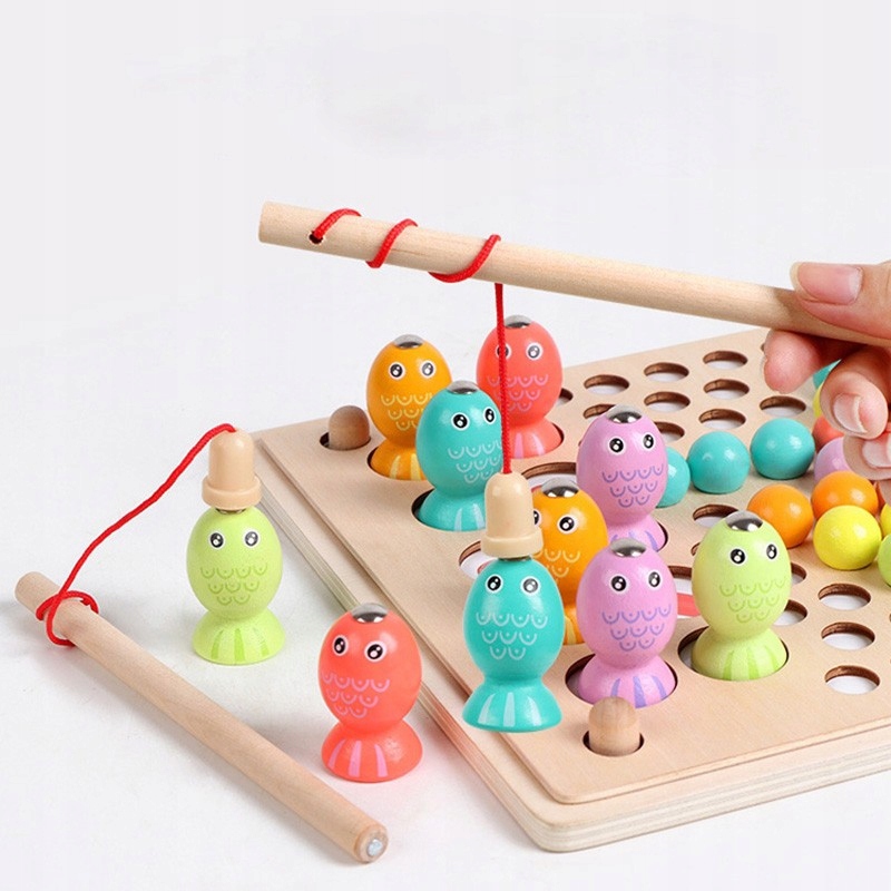 Rybolovné drevené magnety Montessori Puz