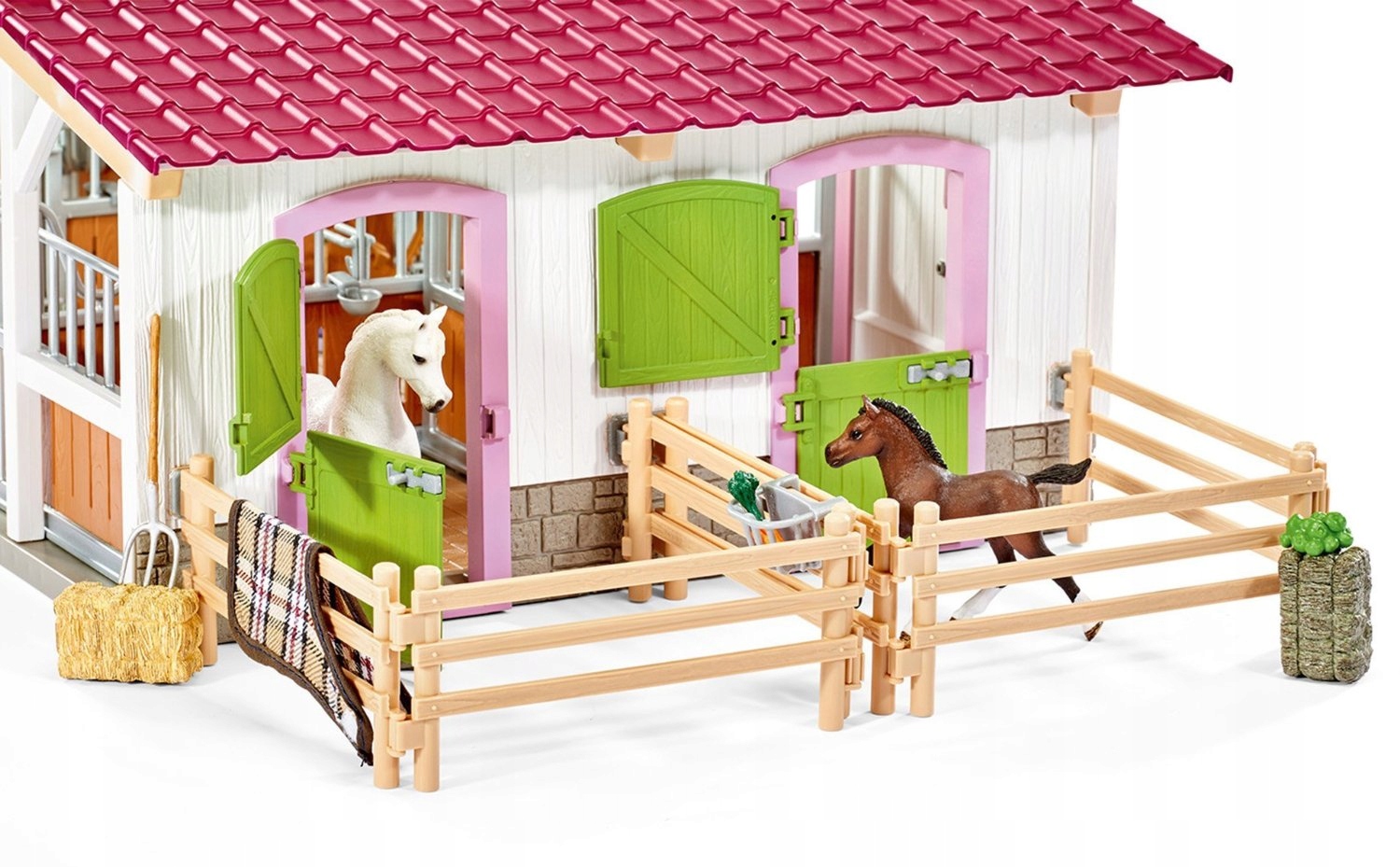 Schleich White-ružový stabilný + príslušenstvo 42344