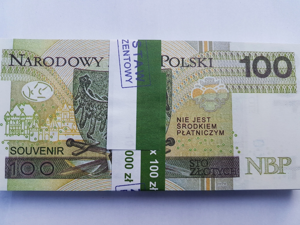 PLN 100 bankovky na prehrávanie a učenie sa súboru 100ks