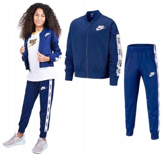 Teplaková súprava - Detské dráhy Nike pre dievčenský chlapec veľkosť 128 biela, námornícka modrá, modrá