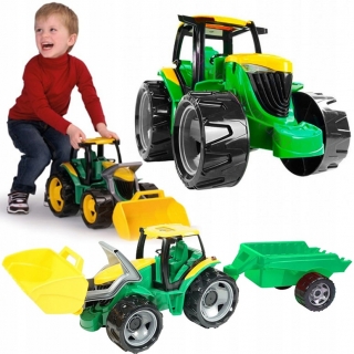 Lena Mega Tractor Ride s prívesom a spychom