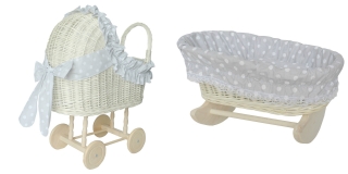 Premium White Trolley Set + Cradle Grey Polka Dots