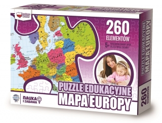 Vzdelávacia hádanka - európska mapa - 260 EL, 60x40 cm