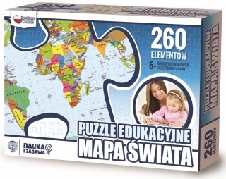 Vzdelávacia hádanka - mapa sveta - 260 EL, 60x40 cm