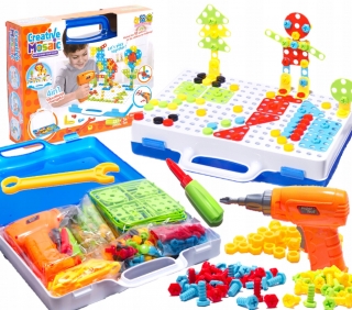Puzzle bloky v kufri 4in1 237el skrutkovač.