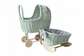 Prútená vozík + mincovňa Doll Cradle