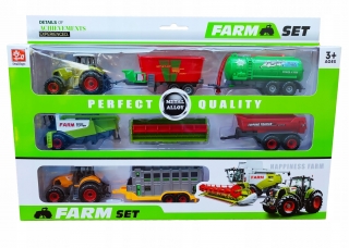 SET 2 KOMBINOVANÉ TRAKTORY KOV + 4 FARMA STROJE