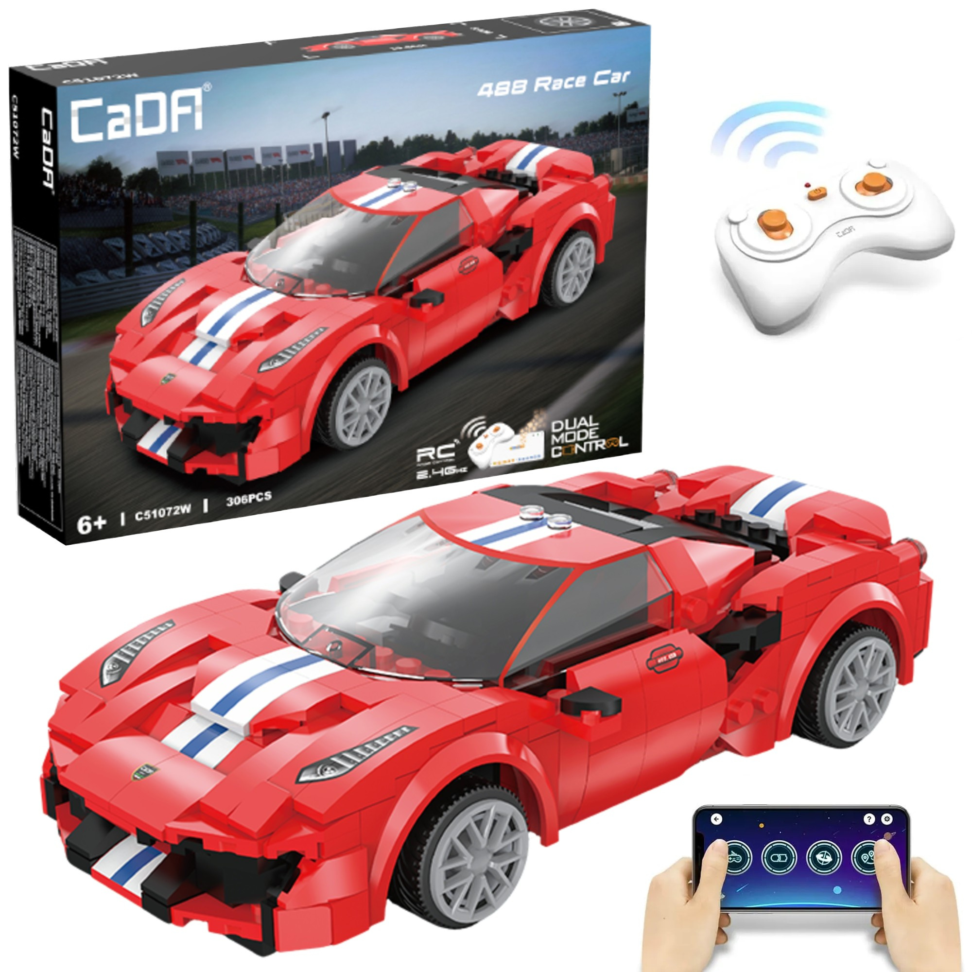 Stavebnica CaDA RC pretekárske auto 488 Race Car, 306 dielikov