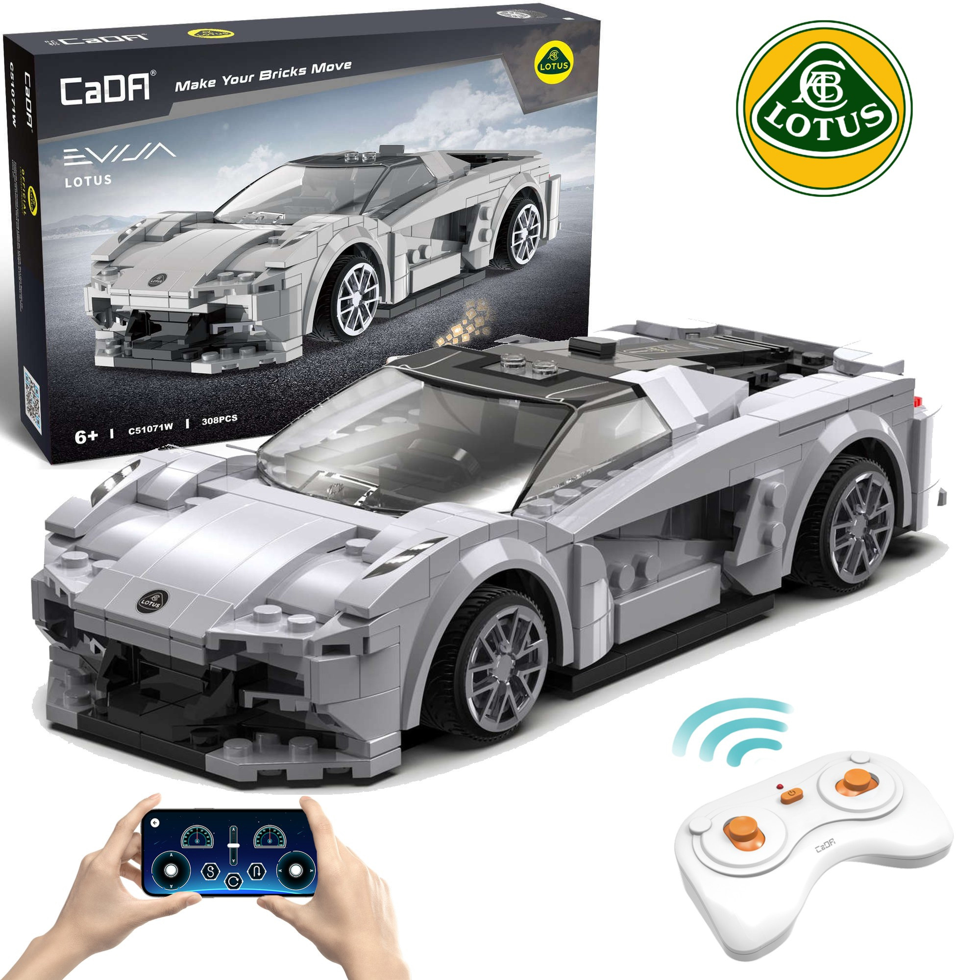 Stavebnica CaDA RC športové auto Lotus Evija, 308 dielikov