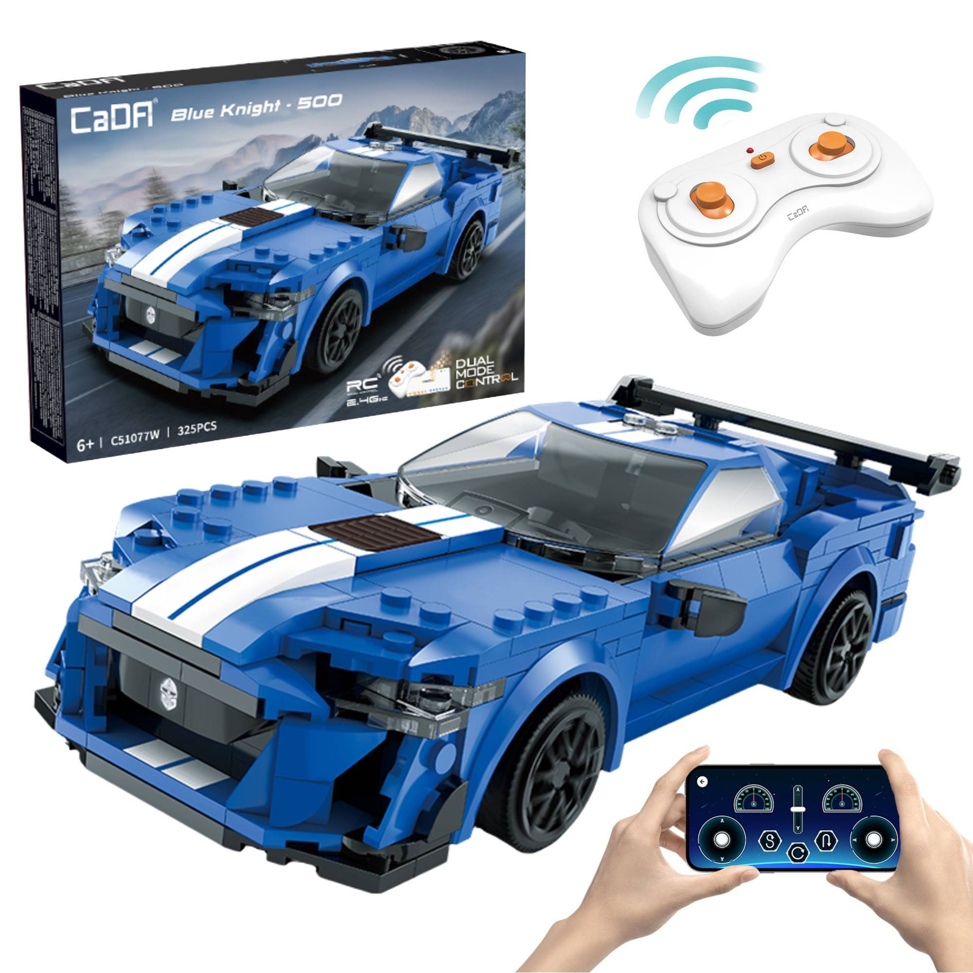 Stavebnica CaDA RC pretekárske auto Blue Knight 500, 325 dielikov