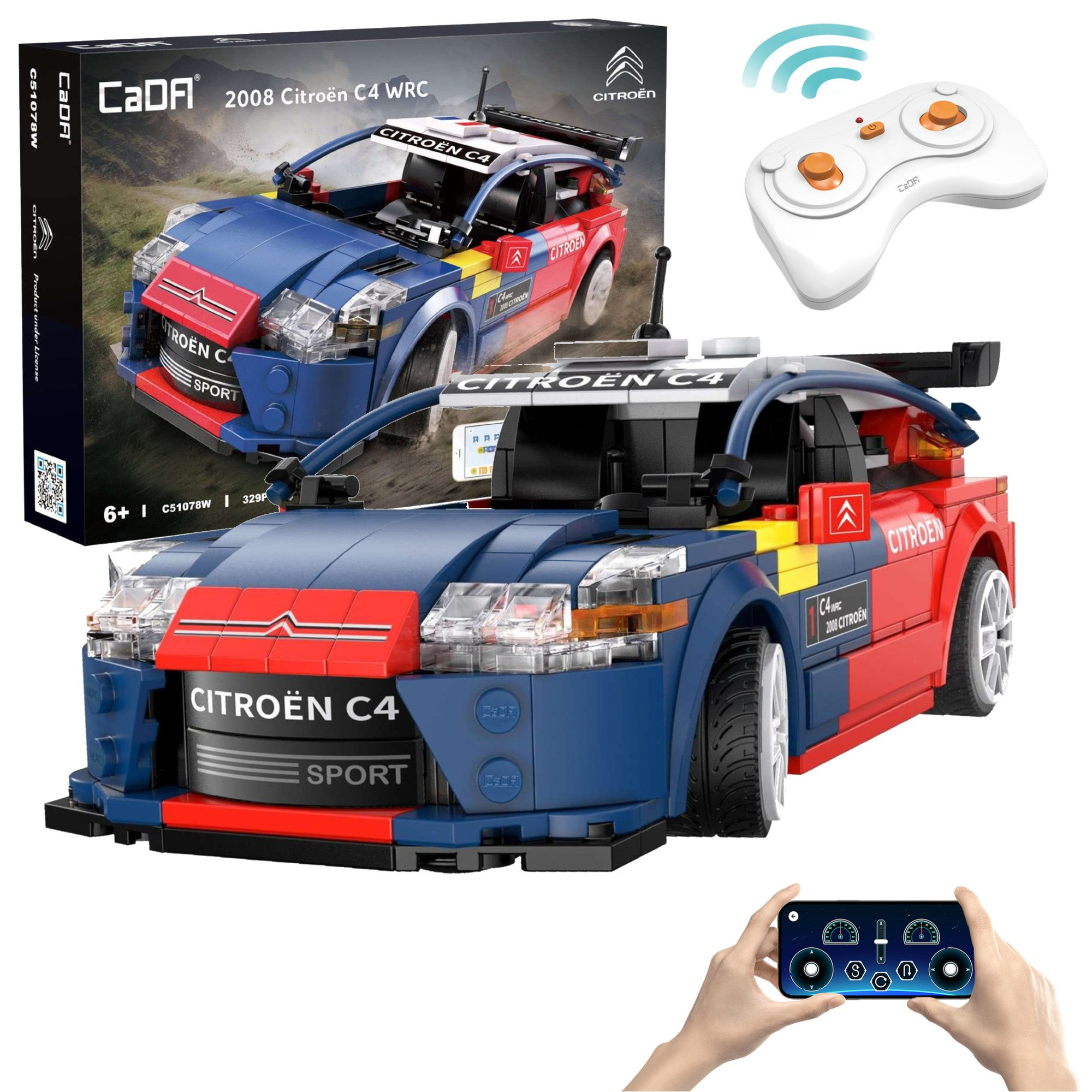 Stavebnica CaDA RC pretekárske auto Citroën C4 WRC, 329 dielikov