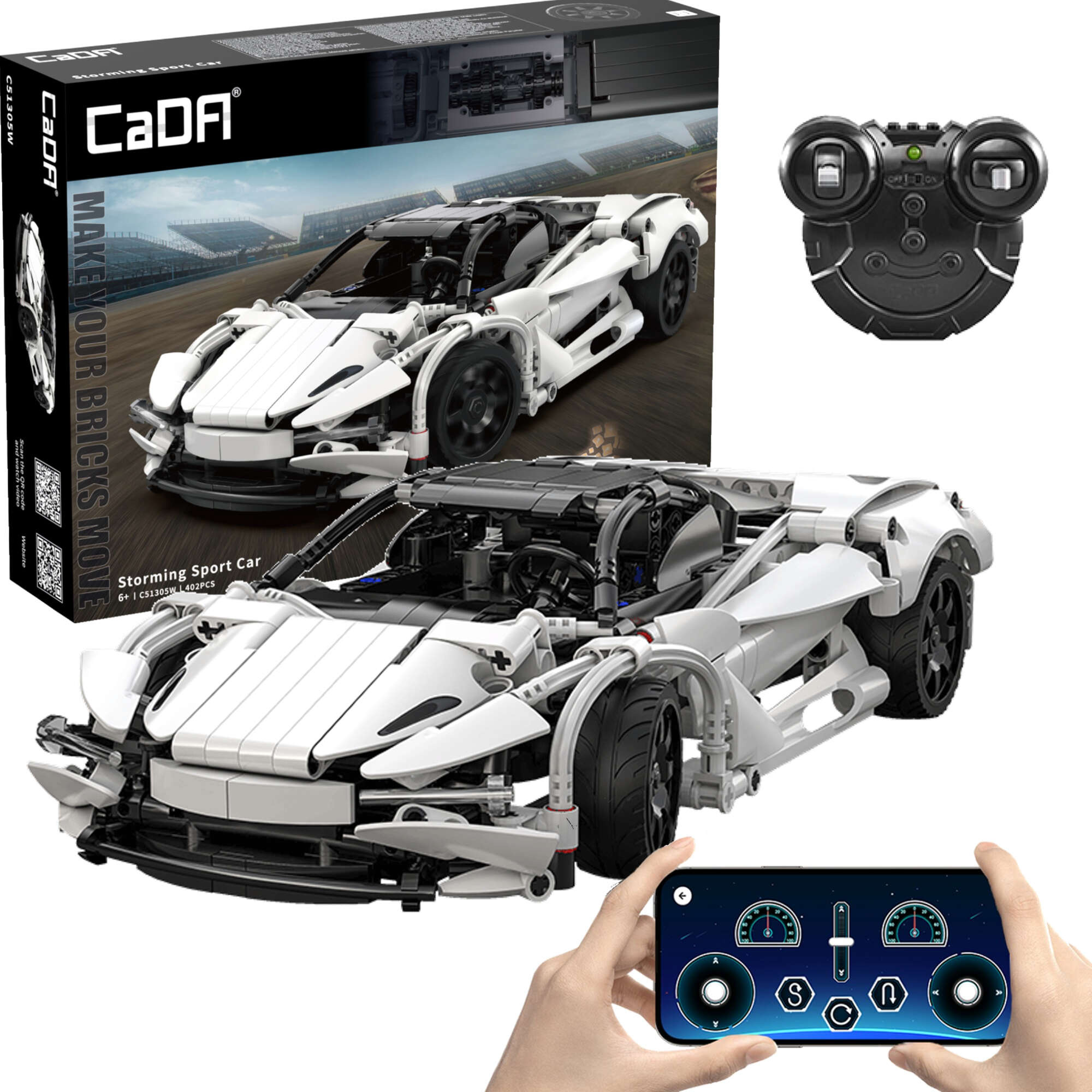 Stavebnica CaDA RC športové auto Storming Sport Car, 402 dielikov