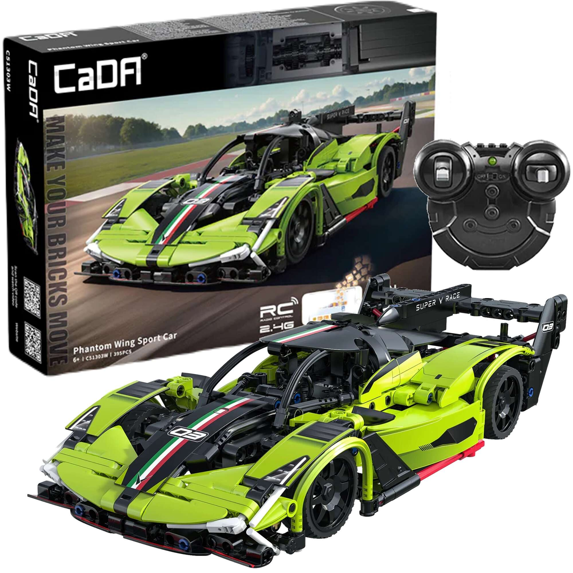 Stavebnica CaDA RC pretekárske auto Phantom Wing, 395 dielikov