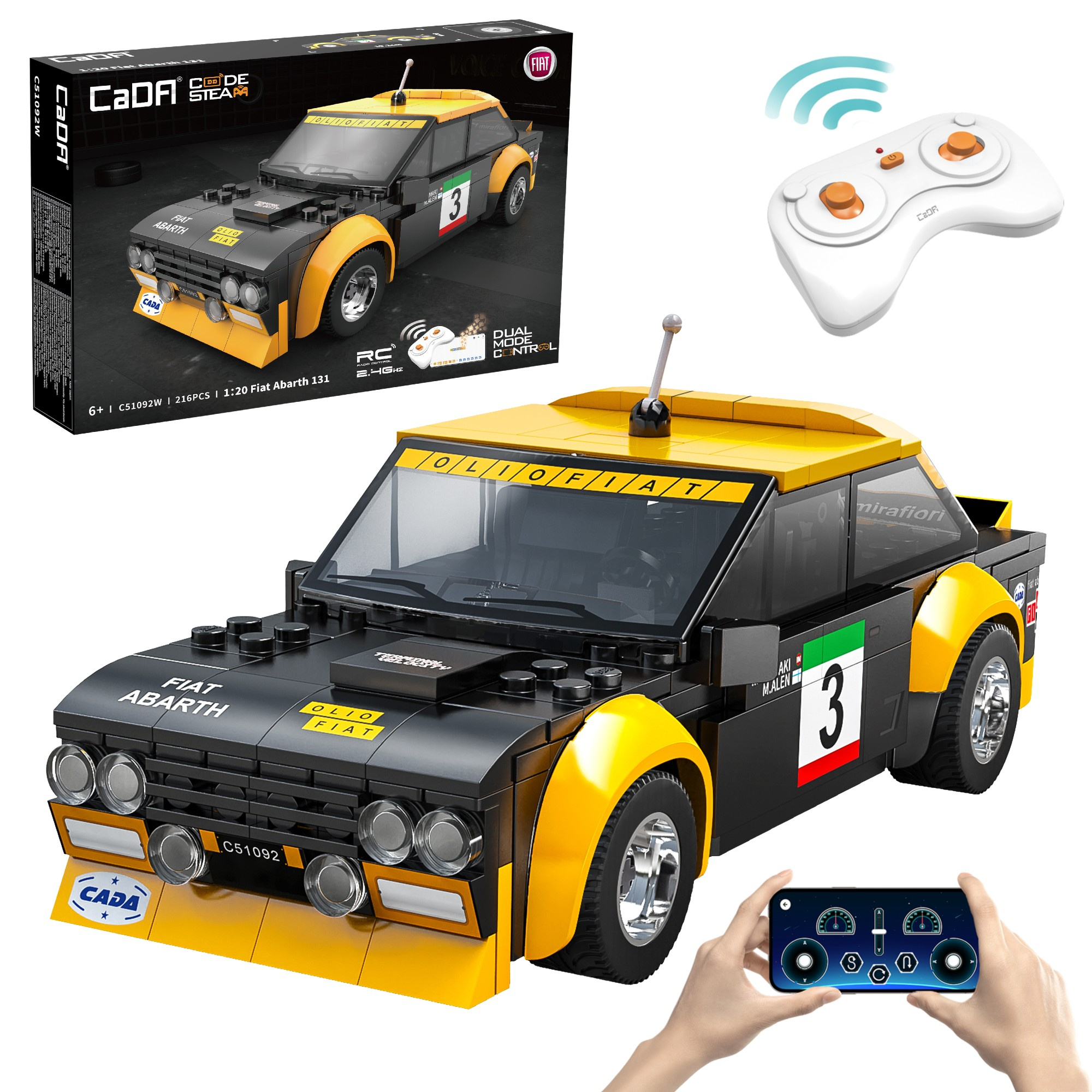 Stavebnica CaDA RC Fiat 131 Abarth 20 cm, 216 dielikov