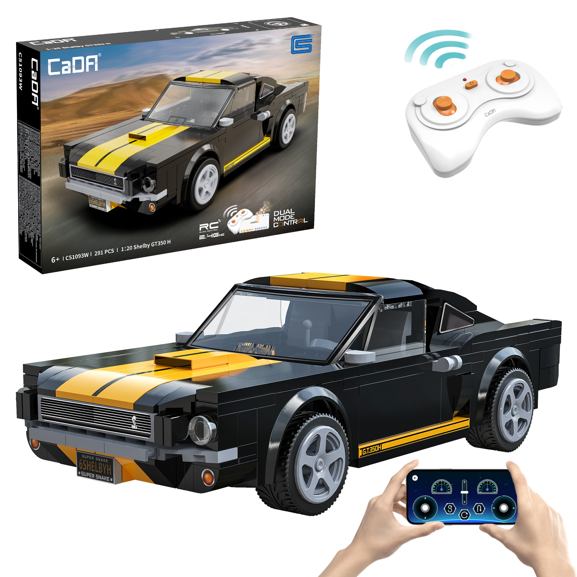 Stavebnica CaDA RC pretekárske auto Shelby GT 350H, 291 dielikov