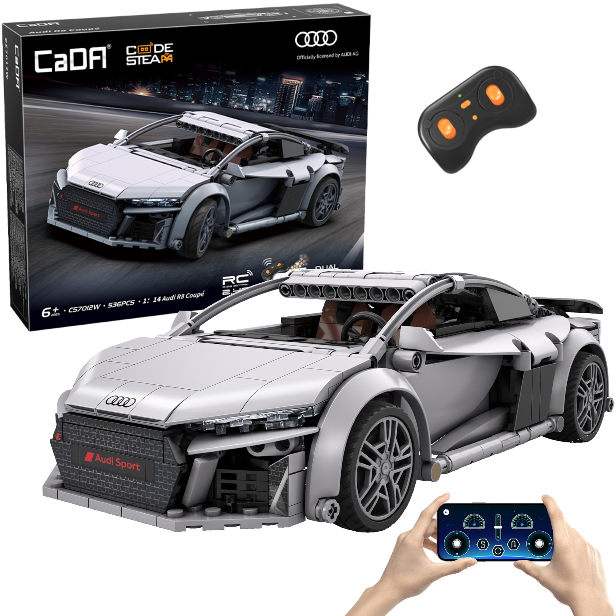 Stavebnica CaDA RC športové auto Audi R8 Coupé, 536 dielikov
