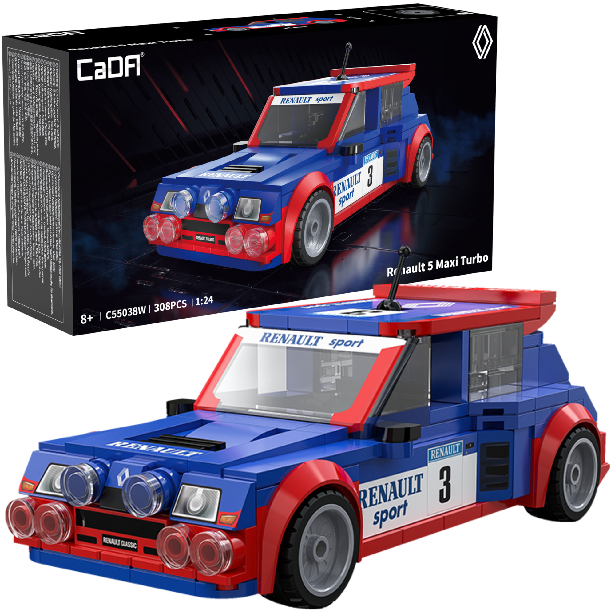 Stavebnica CaDA pretekárske auto Renault 5 Maxi Turbo, 308 dielikov