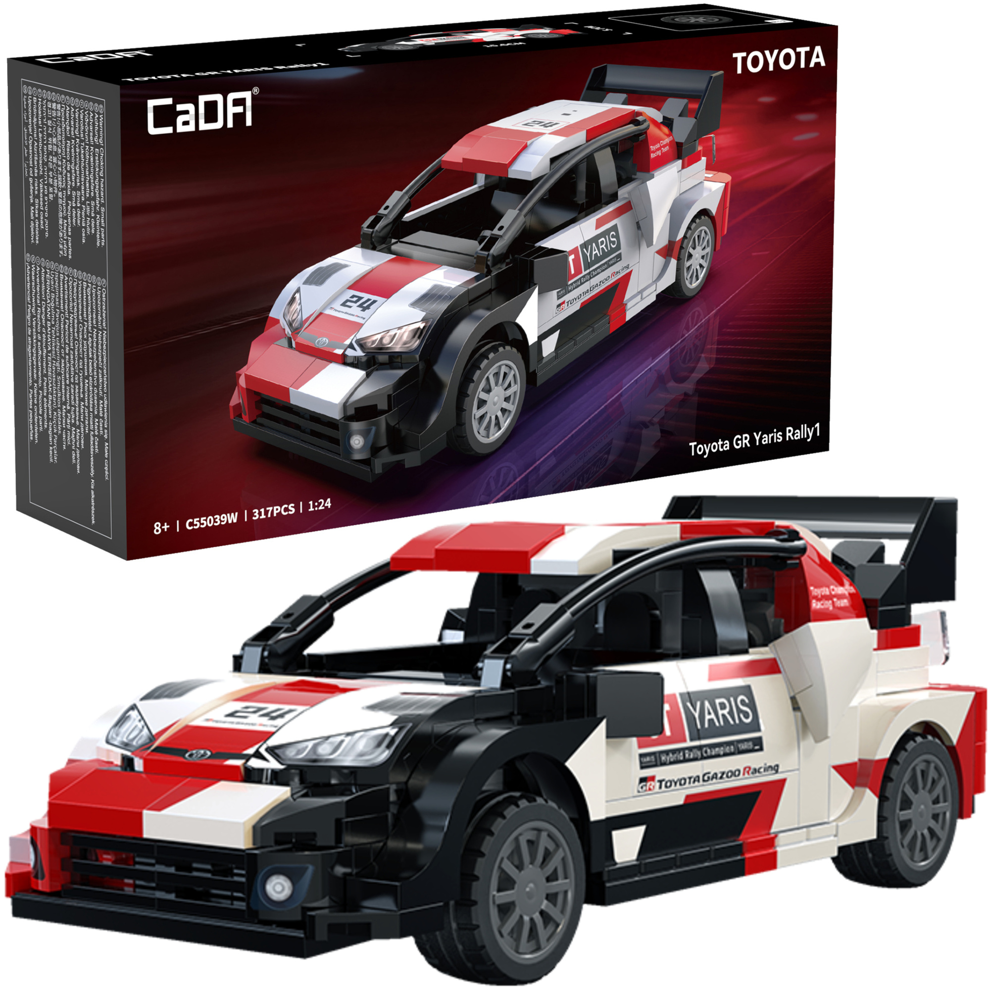 Stavebnica CaDA pretekárske auto Toyota GR Yaris Rally1, 317 dielikov