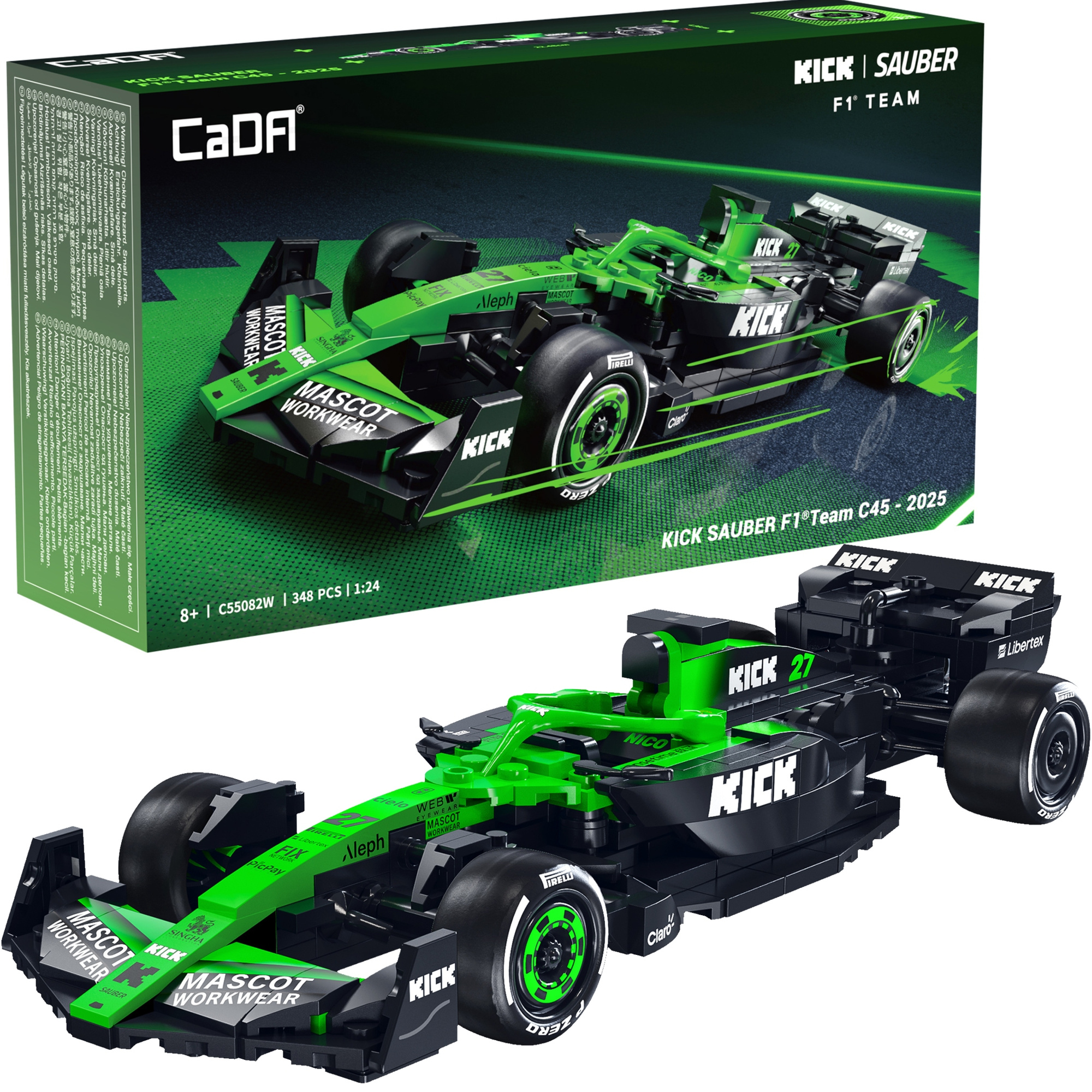 Stavebnica CaDA monopost Kick Sauber F1 Team C45 2025, 348 dielikov