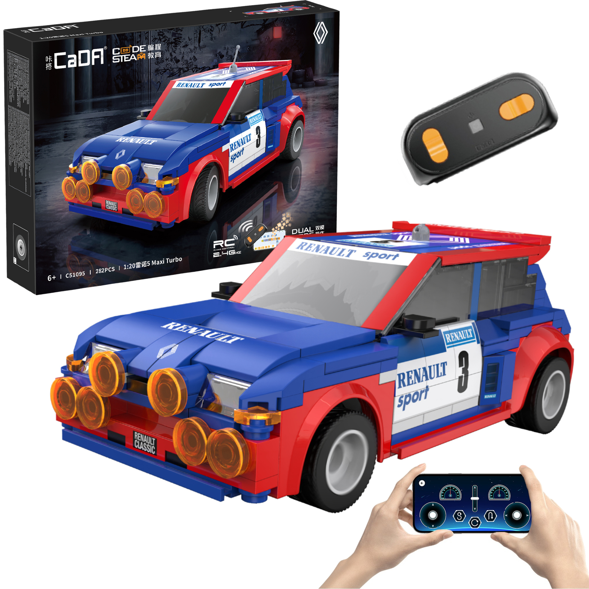 Stavebnica CaDA RC Renault 5 Maxi Turbo 1:20, 282 dielikov, C51095W