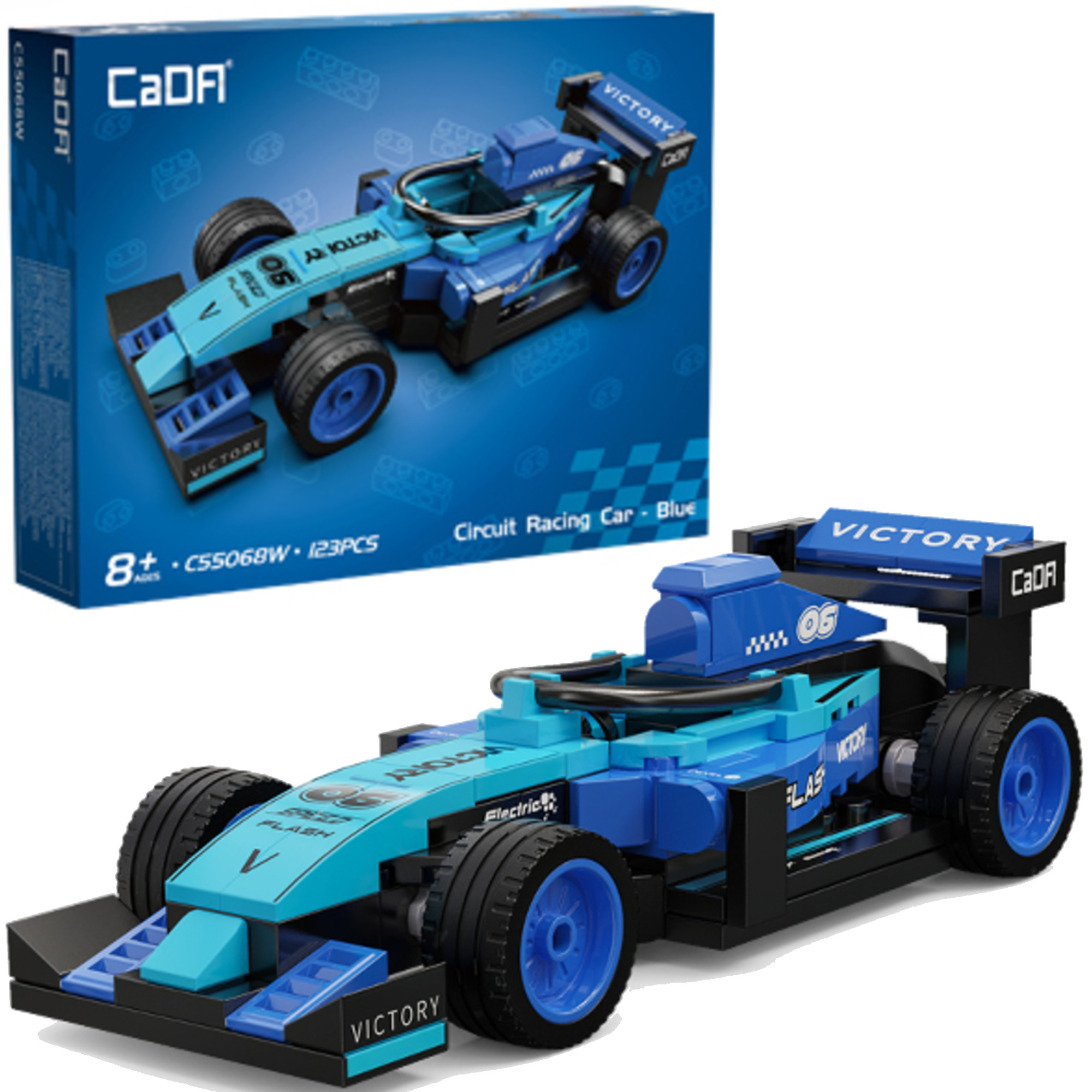 Stavebnica CaDA pretekárske auto Circuit Racing Car modré, 123 dielikov