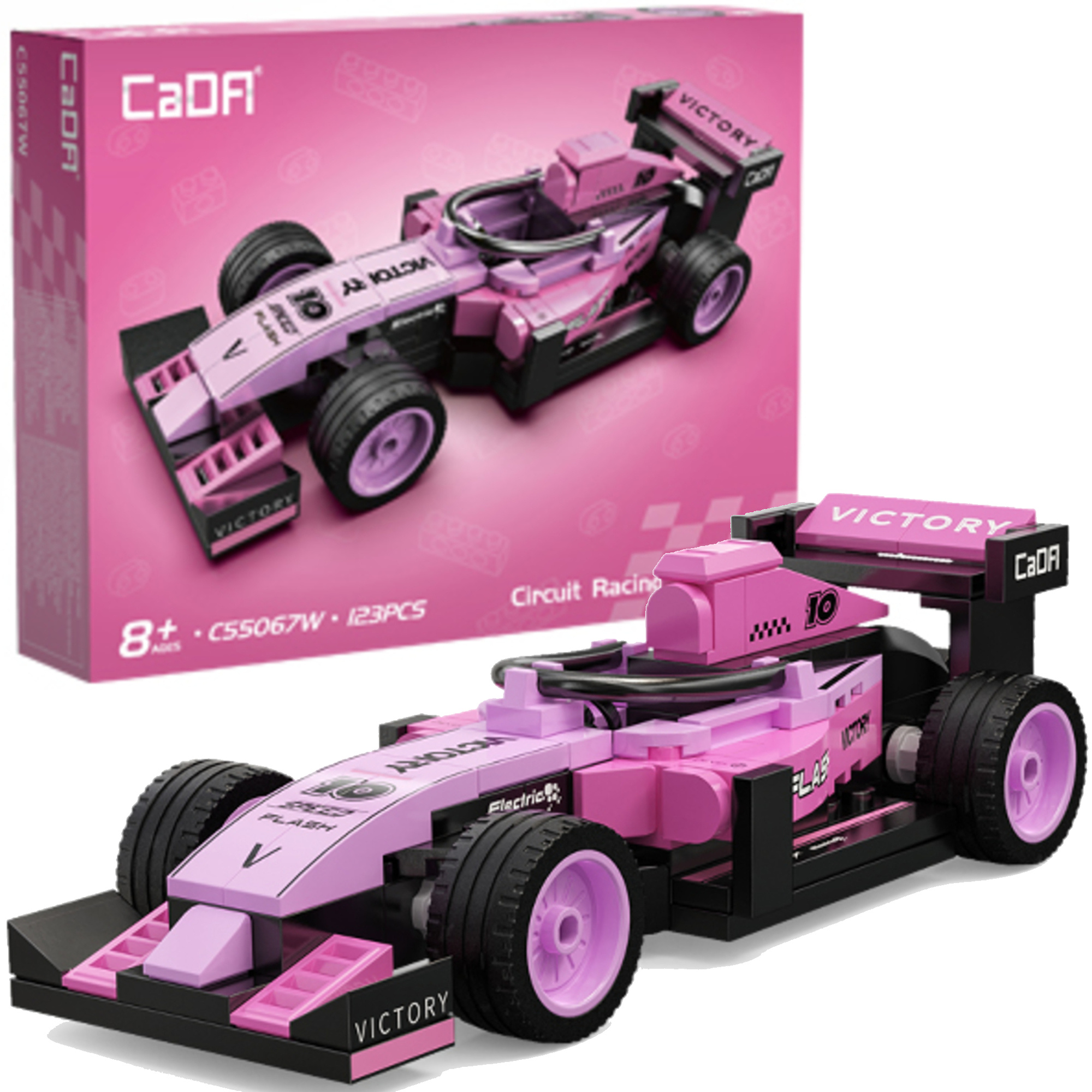 Stavebnica CaDA pretekárske auto Circuit Racing Car ružové, 123 dielikov