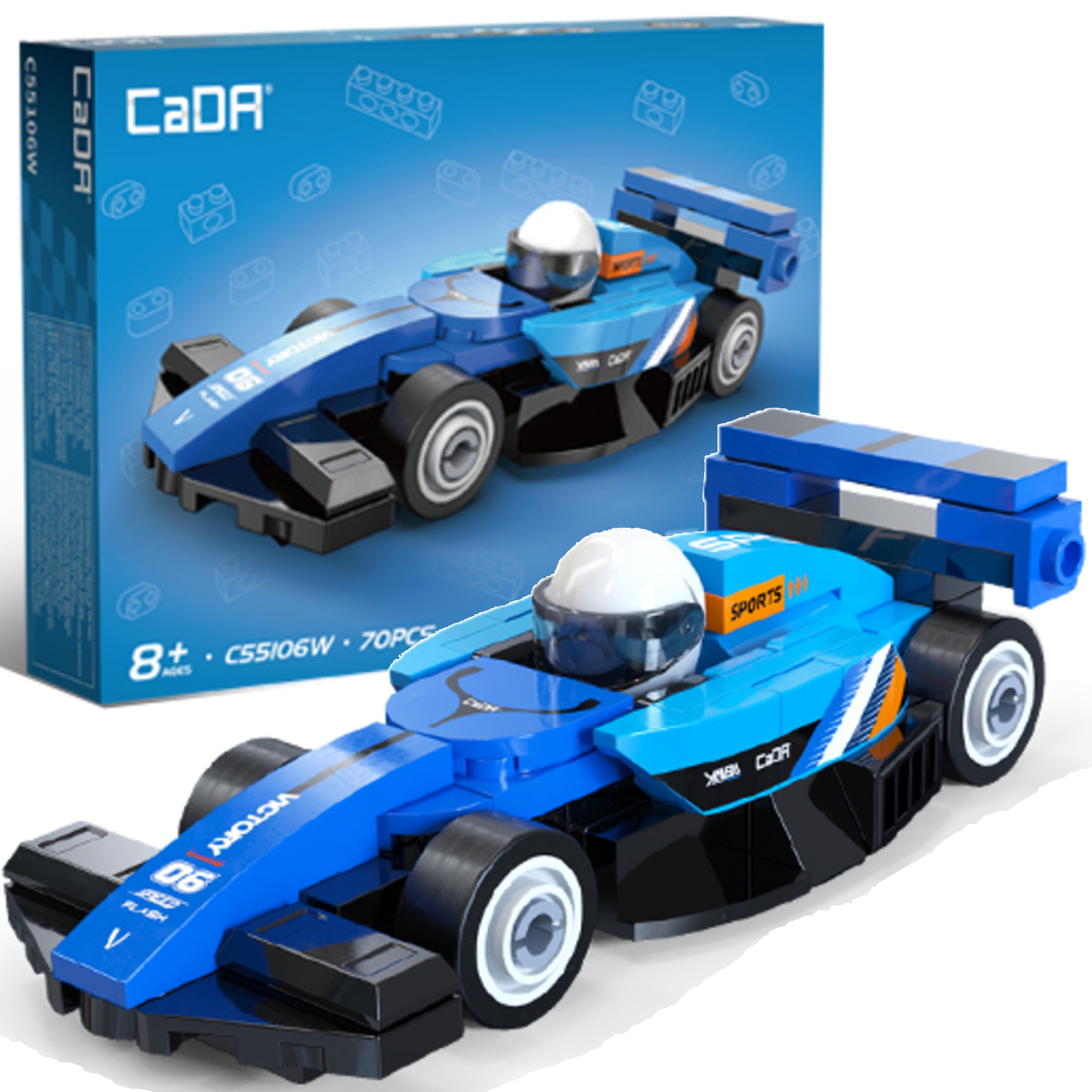 Stavebnica CaDA pretekárske auto Circuit Racing Car modré, 70 dielikov
