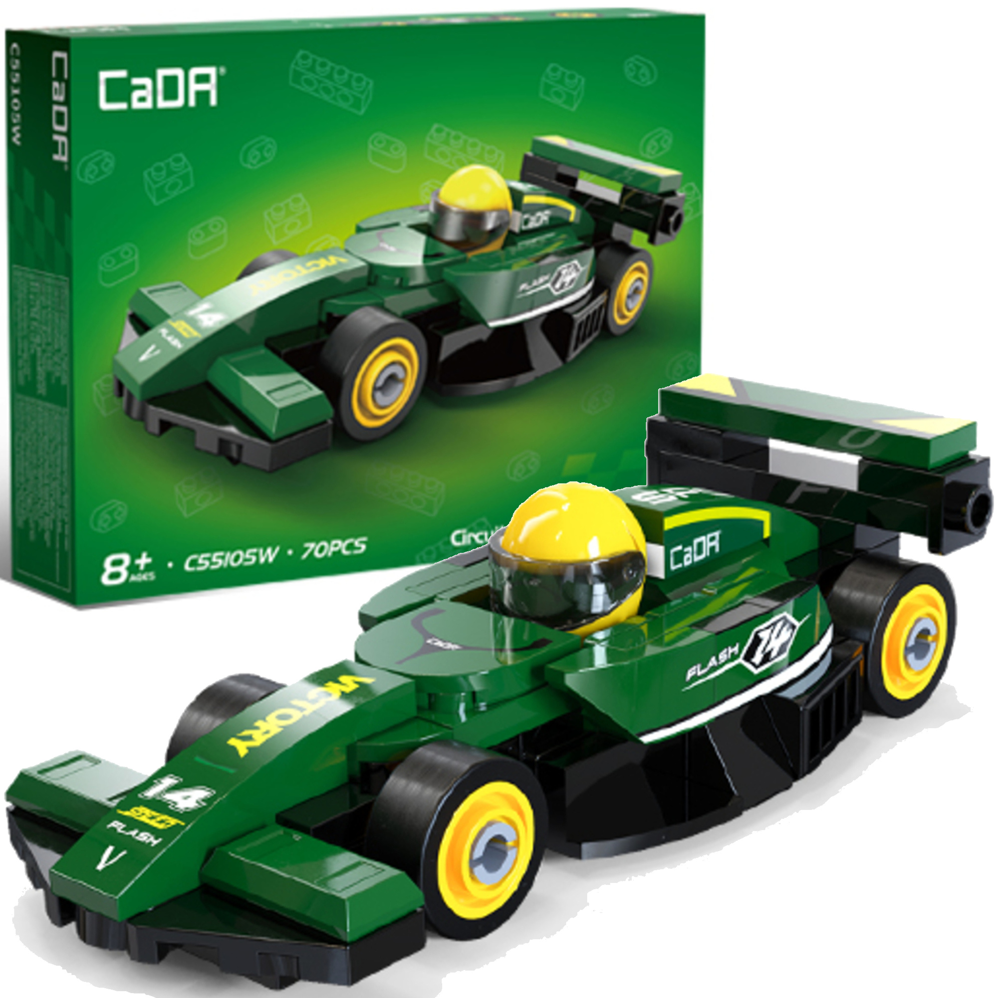 Stavebnica CaDA pretekárske auto Circuit Racing Car zelené, 70 dielikov