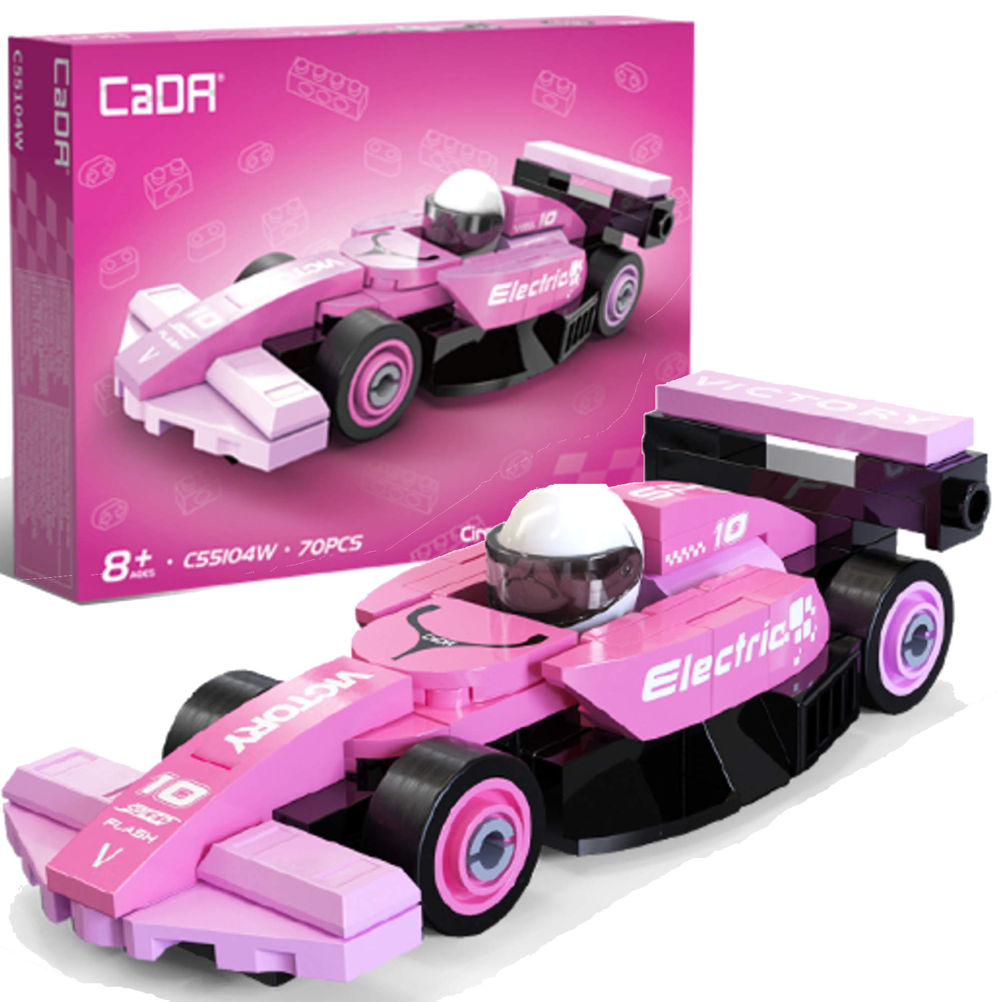 Stavebnica CaDA pretekárske auto Circuit Racing Car ružové, 70 dielikov