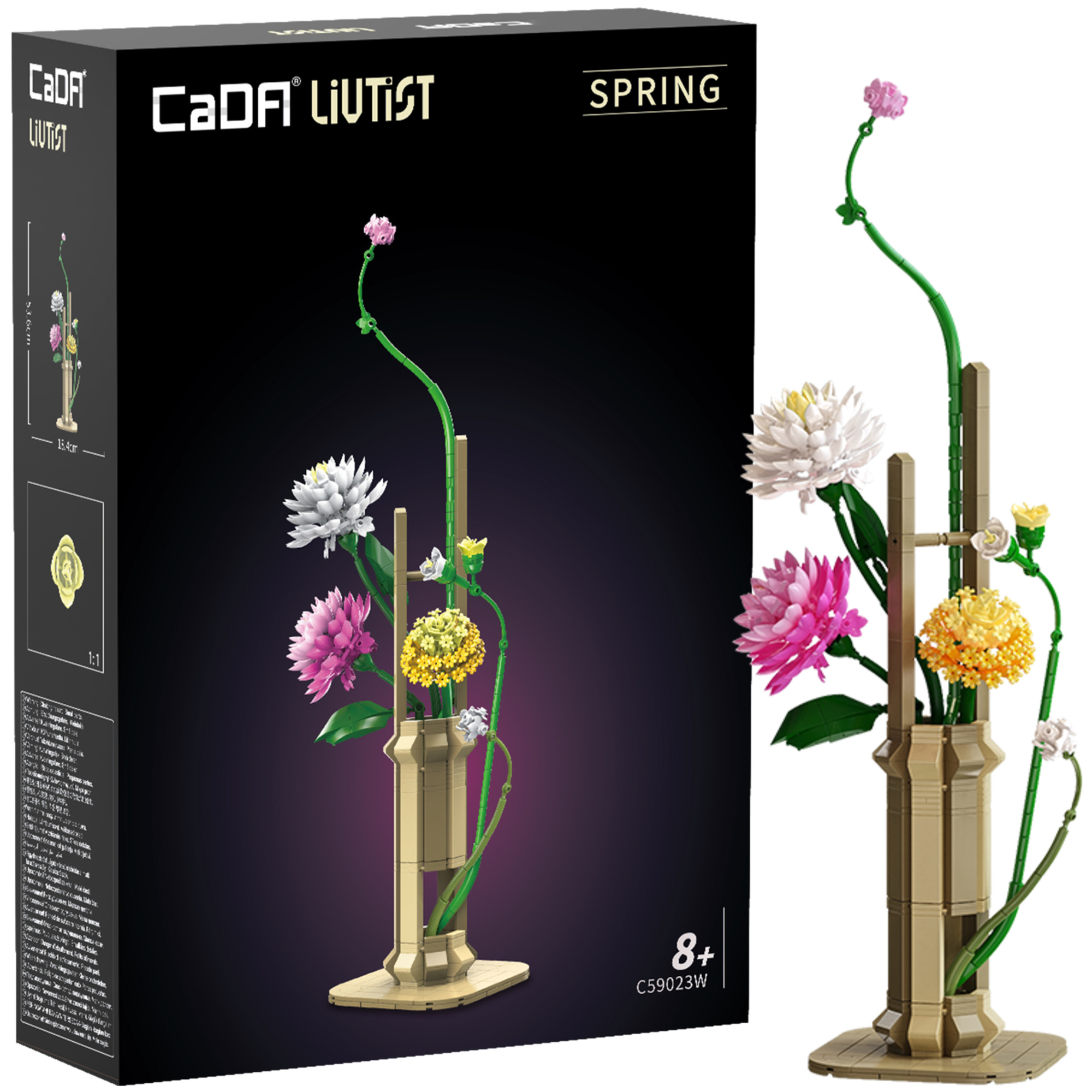 Stavebnica CaDA kvetinová súprava Spring Whispers 53 cm, 637 dielikov, C59023W