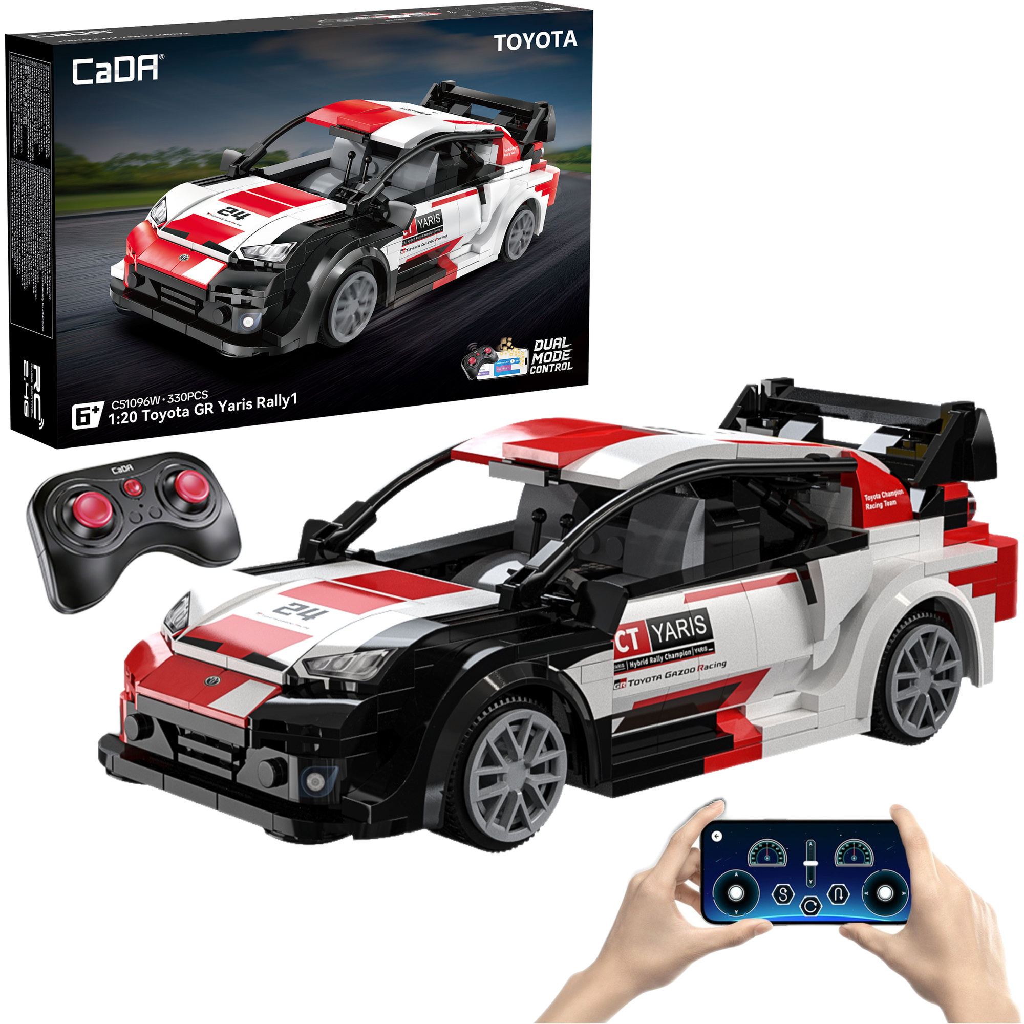 Stavebnica CaDA RC Toyota GR Yaris Rally1, 330 dielikov