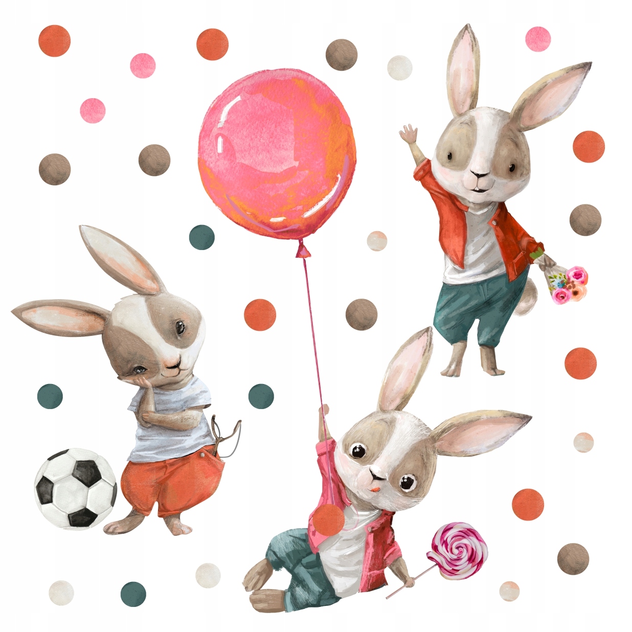 Nástenné nálepky Bunny Bunny Dot 190 cm