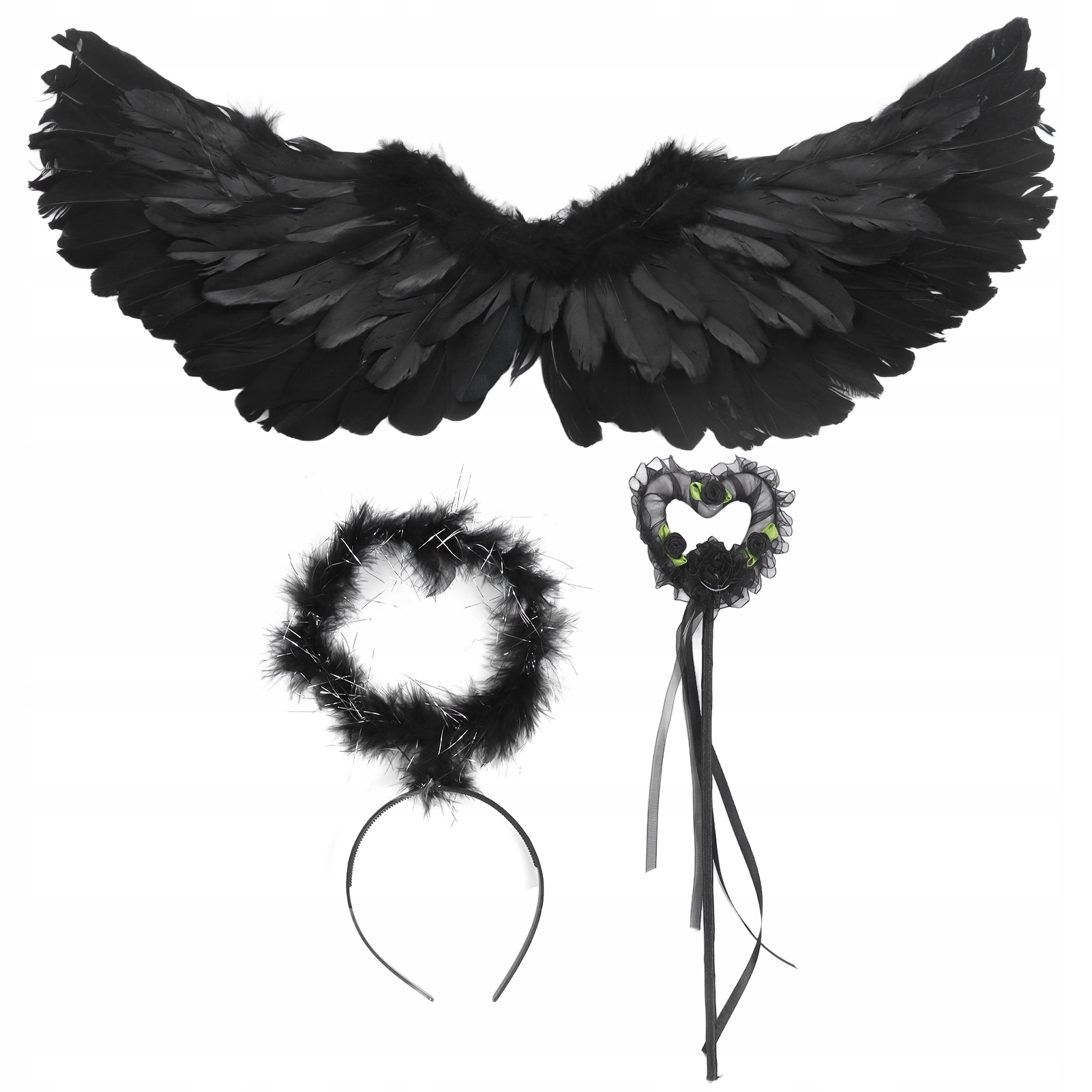 SET o-ANJELSKÉ KRÍDLA ČIERNA HALLOWEEN COSPLAY
