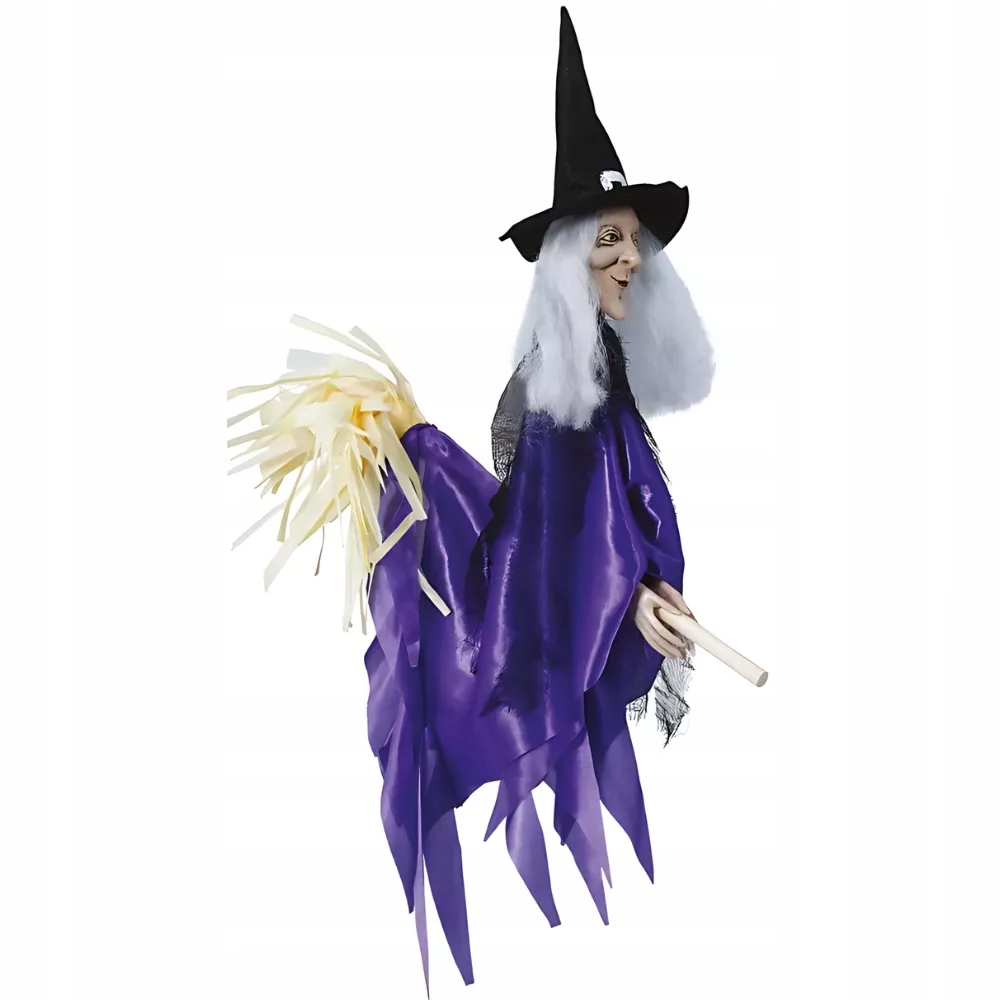 Čarodejnica Čarodejnica visiaca na metle dekorácia 60cm HALLOWEEN