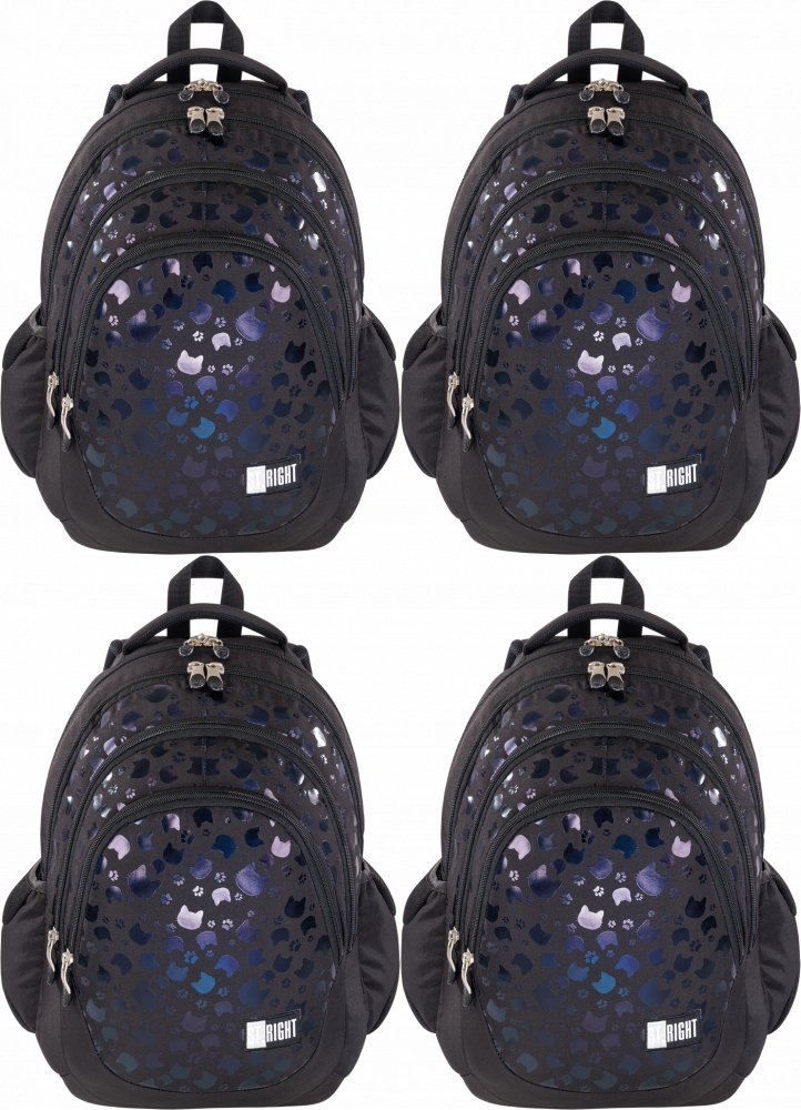 Školský batoh pre dievčatá Black Cats, čierny, 23 l, 4 ks