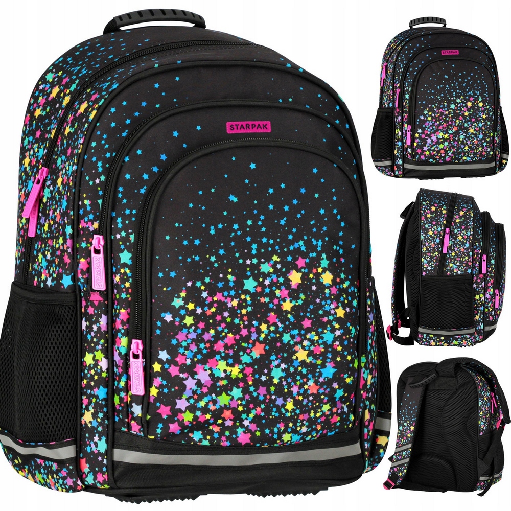 School Backpack STARPAK Galaxy Stars s odolným materiálom a bezpečnostnými prvkami