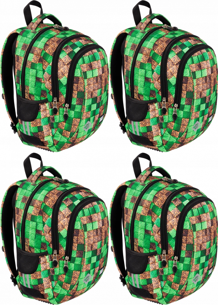 Mládežnícky školský batoh PIXEL CUBES, trojkomorový, 20l, St.Right, 4 kusy
